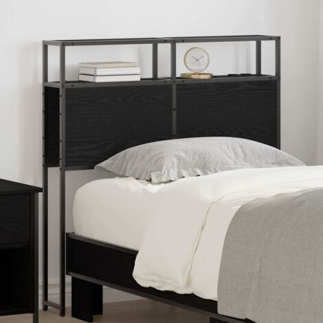 Storage Headboard with Shelf Black oak 80 cm Engineered wood vidaXL