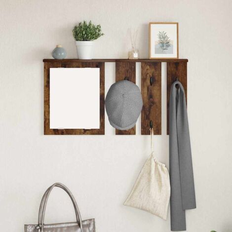 Wall-Mounted Coat Rack with Shelf Smoked oak 85 x 10 x 45 cm vidaXL