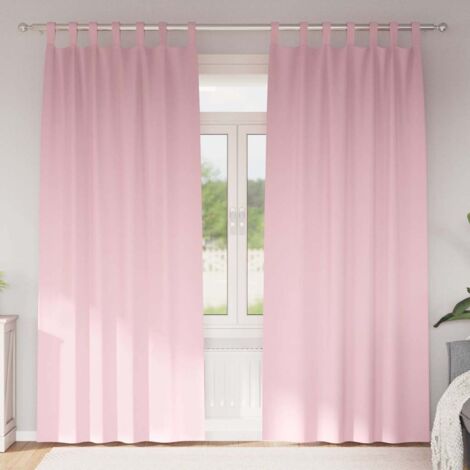 Blackout Curtains with Rings Baby Pink Polyester vidaXL