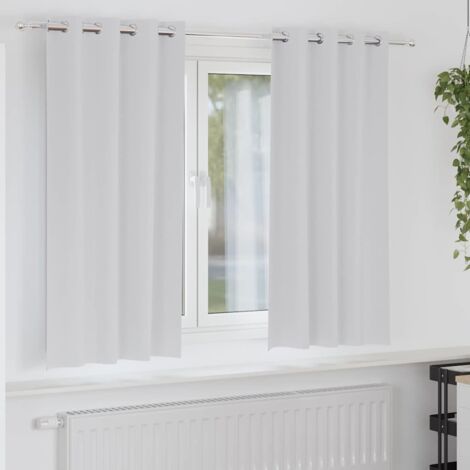 Blackout Curtains with Rings Pale Grey Polyester vidaXL