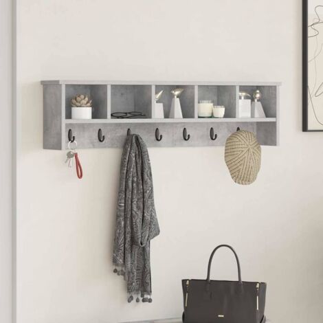 Wall-Mounted Coat Rack Concrete Grey 100 x 16 x 26 cm vidaXL