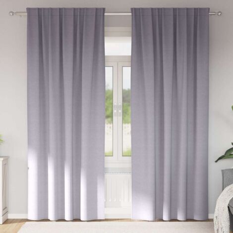 Blackout Curtains with Rings Metal Grey Polyester vidaXL