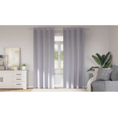 Blackout Curtains with Rings Metal Grey Polyester vidaXL