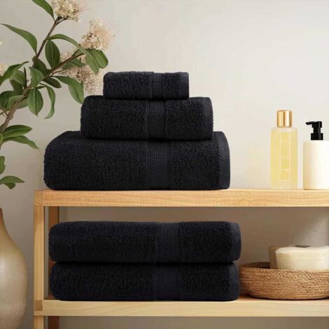 Washcloths SOLUND Black Cotton vidaXL