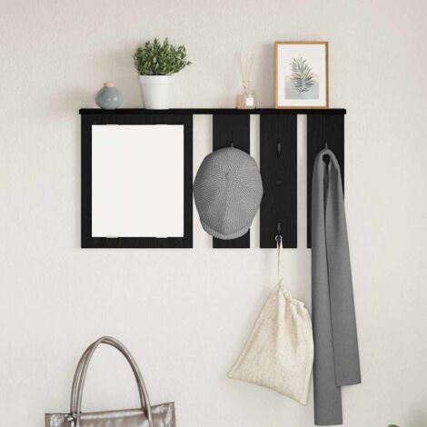 Wall-Mounted Coat Rack with Shelf Black oak 85 x 10 x 45 cm vidaXL