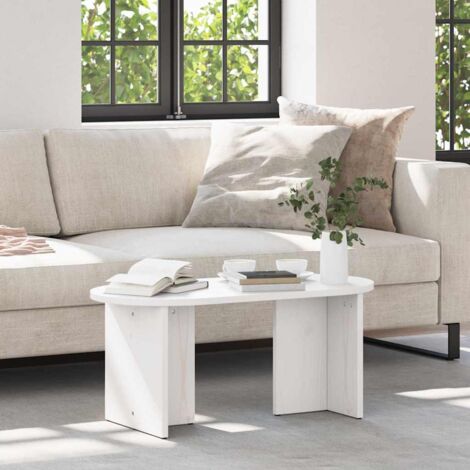 Coffee Table White 80 x 39.5 x 35 cm Solid Pine wood vidaXL