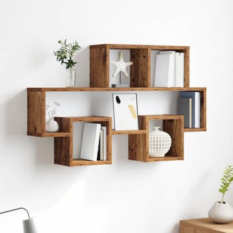 Wall Shelf with Shelf Old wood 82 x 15 x 51 cm Engineered wood vidaXL (1/5)
