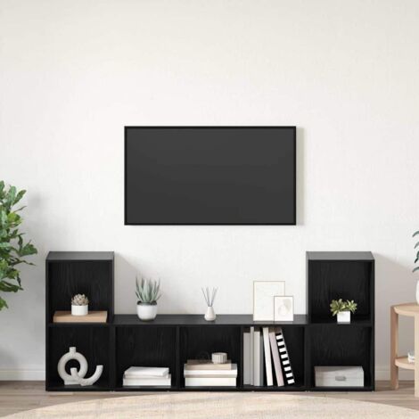 TV Cabinet Set 3 pcs Black 107 x 35 x 37 cm Engineered wood vidaXL (1/5)