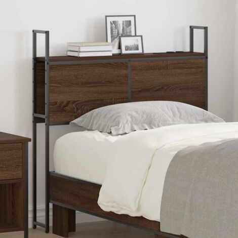 Storage Headboard with Charging Station Brown oak 80 cm vidaXL
