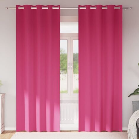 Blackout Curtains with Rings Bright Pink Polyester vidaXL