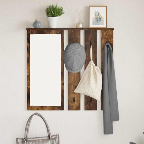 Wall-Mounted Coat Rack with Shelf Smoked oak 84 x 10 x 80 cm vidaXL