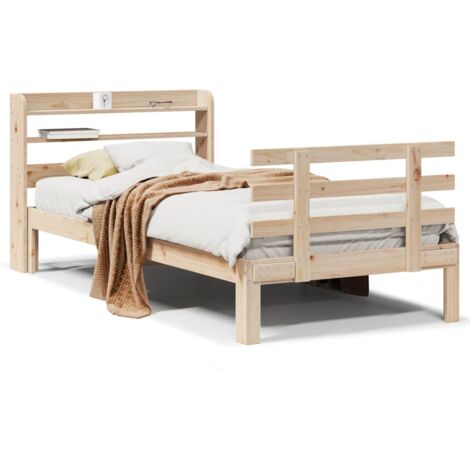Bed Frame with Headboard without Mattress 75x190 cm Small Single vidaXL (1/5)