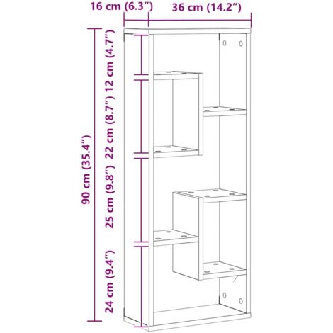 Wall Shelf Artisan Oak 36x16x90 cm Engineered Wood vidaXL