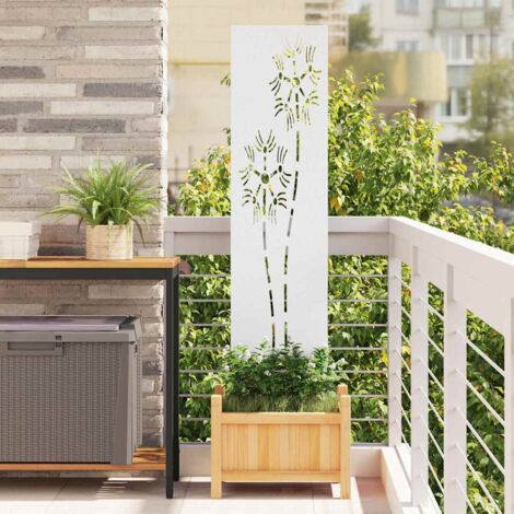Garden Privacy Screen White 32 x 140 cm Cold-rolled steel vidaXL