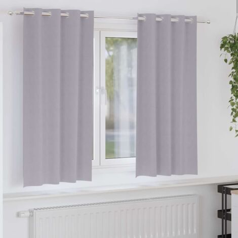 Blackout Curtains with Rings Metal Grey Polyester vidaXL