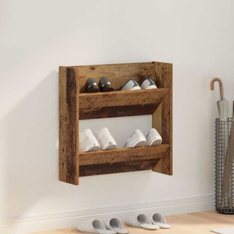 Wall Shoe Cabinet Old Wood 60 x 18 x 60 cm Engineered Wood vidaXL