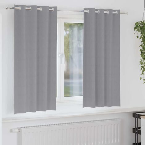Blackout Curtains with Rings Light Grey Polyester vidaXL