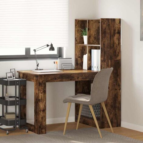 Desk with Shelf Smoked oak 122 x 67 x 145 cm Engineered Wood vidaXL