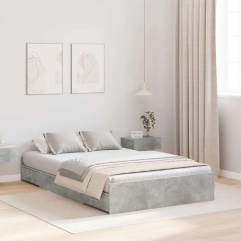 Storage Bed Frame Concrete Grey 120 x 200 cm Engineered Wood vidaXL