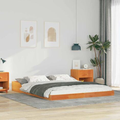 Bed Frame Wax Brown 140 x 200 cm Solid Pine Wood vidaXL (1/5)