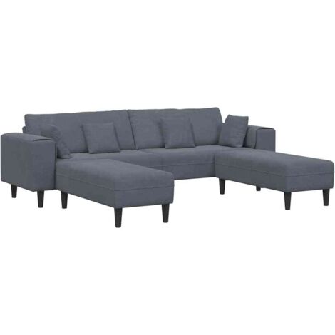 Velvet Sofa with Cushion 3 pcs Dark Grey 208 cm Velvet vidaXL