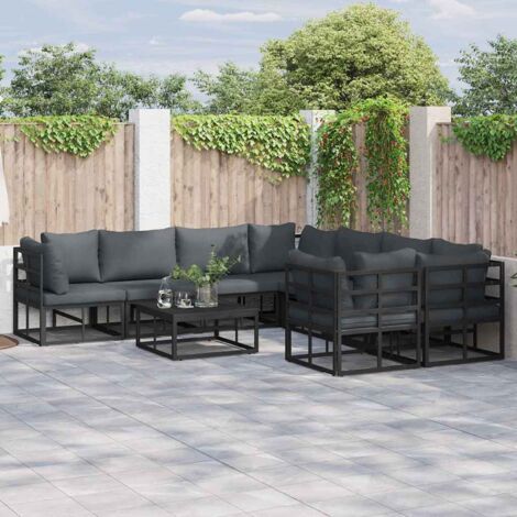 Garden Sofa Set with Cushion 8 pcs Black Aluminium vidaXL (1/5)