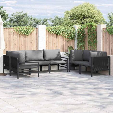 Garden Sofa Set with Cushion 6 pcs Anthracite Steel vidaXL