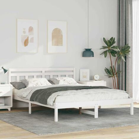 Bed Frame White 150 x 200 cm Solid Pine Wood vidaXL (1/5)