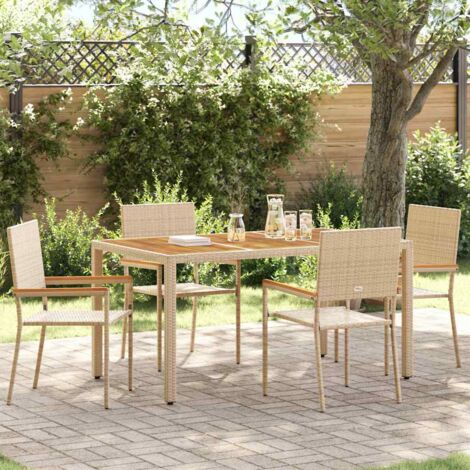Garden Stacking Chairs 4 pcs Cream and Brown vidaXL