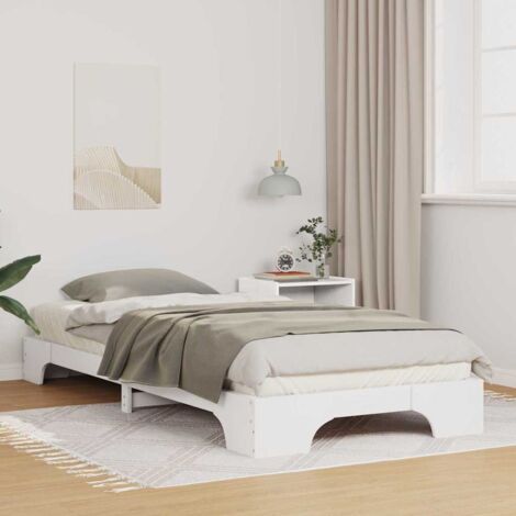 Floor Bed Frame with Storage White 100 x 220 cm Solid pine wood vidaXL (1/5)