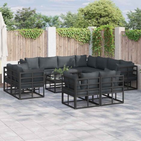 Garden Sofa Set with Cushion Black Aluminium vidaXL (1/5)