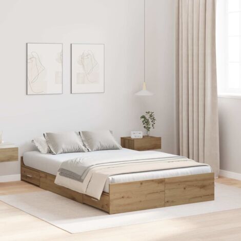 Storage Bed Frame Artisan Oak 120 x 190 cm Engineered Wood vidaXL