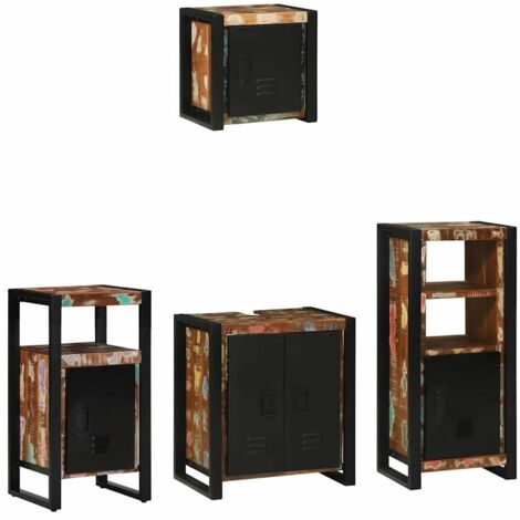 Bathroom Furniture Set with Shelf 4 pcs Brown Solid Mango Wood vidaXL (1/5)