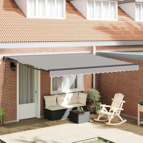 Retractable Awning Light Grey 400x300 cm Fabric vidaXL (1/5)