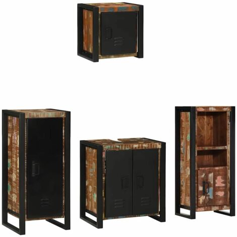 Bathroom Furniture Set with Shelf 4 pcs Brown Solid Mango Wood vidaXL (1/5)