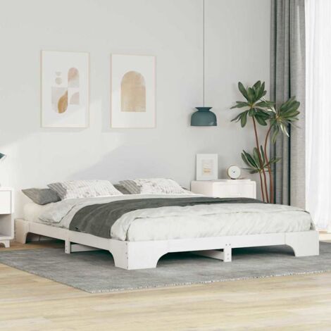 Bed Frame White 160 x 220 cm Solid Pine Wood vidaXL (1/5)