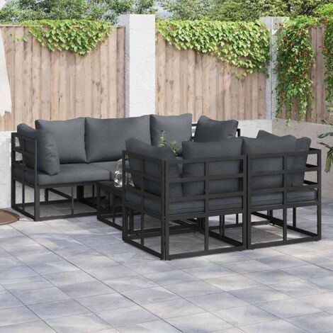 Garden Sofa Set with Cushion 6 pcs Black Aluminium vidaXL (1/5)
