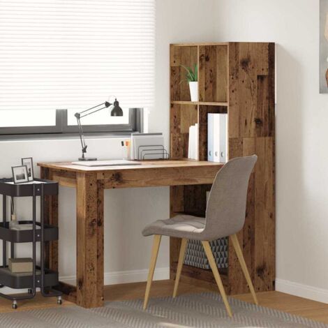 Desk with Shelf Old Wood 122 x 67 x 145 cm Engineered Wood vidaXL