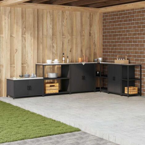 Kitchen Storage Shelf with Shelf with Storage Black Steel vidaXL