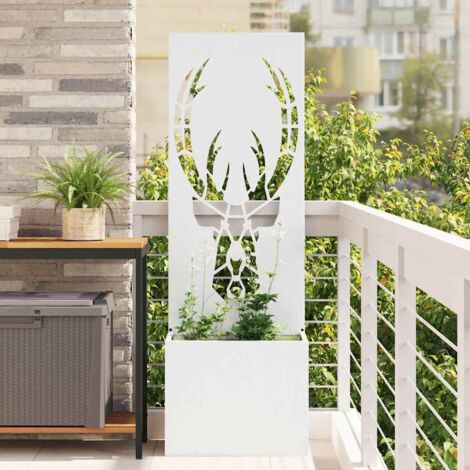 Garden Privacy Screen White 50 x 140 cm Cold-rolled steel vidaXL