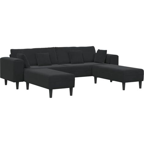 Velvet Sofa with Cushion 3 pcs Black 208 cm Velvet vidaXL