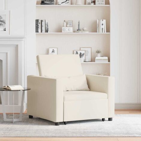 Single Sofa Bed Reclining Cream white 90 x 165 x 87 cm Fabric vidaXL