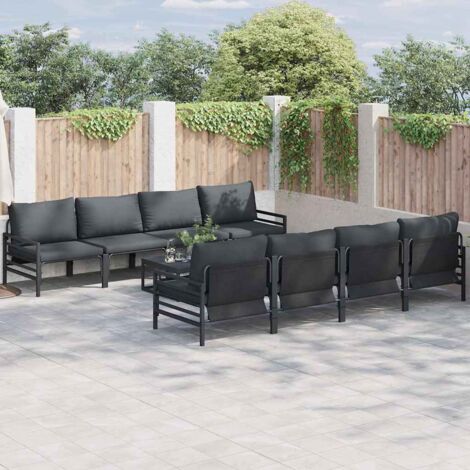 Garden Sofa Set with Cushion 9 pcs Anthracite Steel & Fabric vidaXL (1/5)