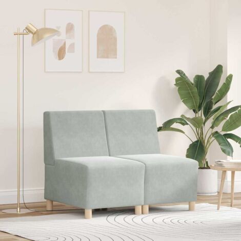 Modular Sofa Unit Armless 2 pcs Light Grey 55 x 74 x 82 cm vidaXL