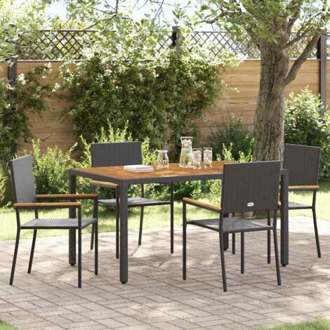 Garden Stacking Chairs 4 pcs Black and Brown vidaXL (1/5)