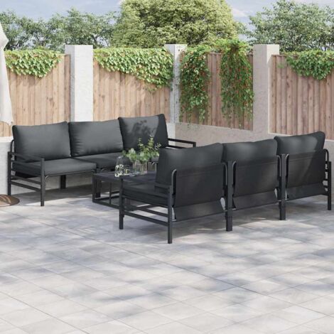 Garden Sofa Set with Cushion 7 pcs Anthracite Steel & Fabric vidaXL (1/5)