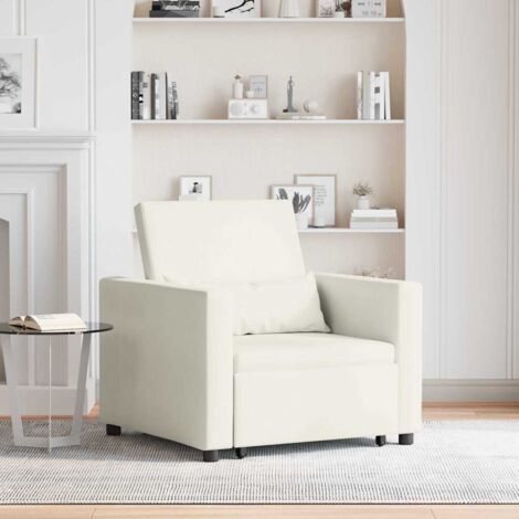 Single Sofa Bed Reclining Cream 90 x 165 x 87 cm Velvet vidaXL