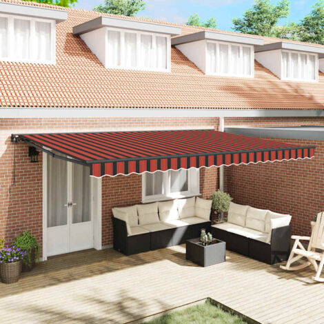 Retractable Awning Manual Orange and Brown 500x300 cm Fabric vidaXL (1/5)