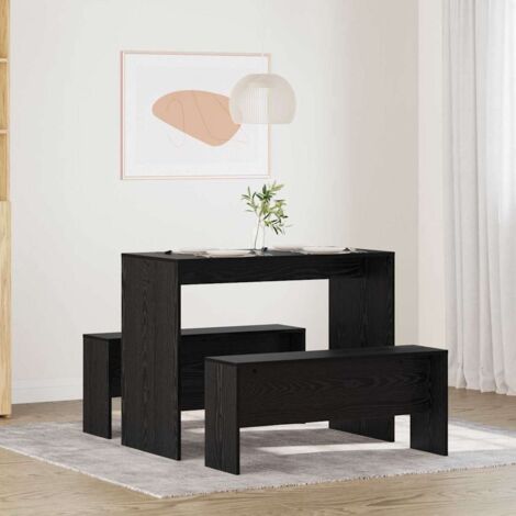 Dining Set 2 pcs Black oak Engineered Wood vidaXL