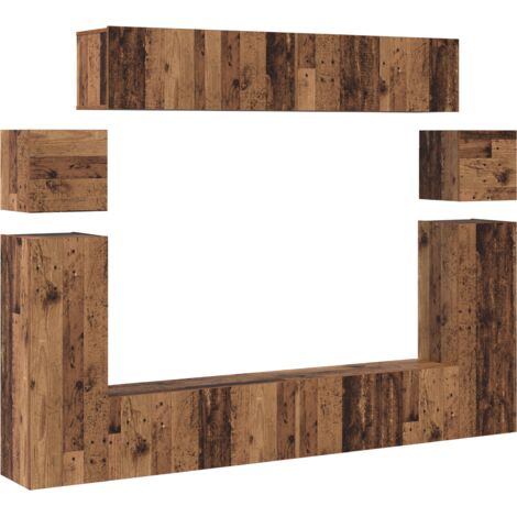 TV Cabinet 8 pcs Brown 30.5 x 30 x 90 cm Solid oak wood vidaXL (1/5)